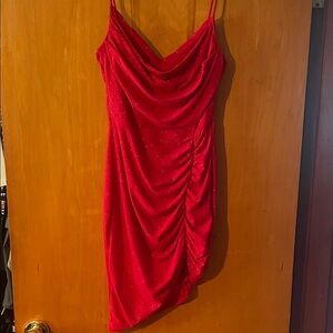 Elegant Red Draped Women's Dress